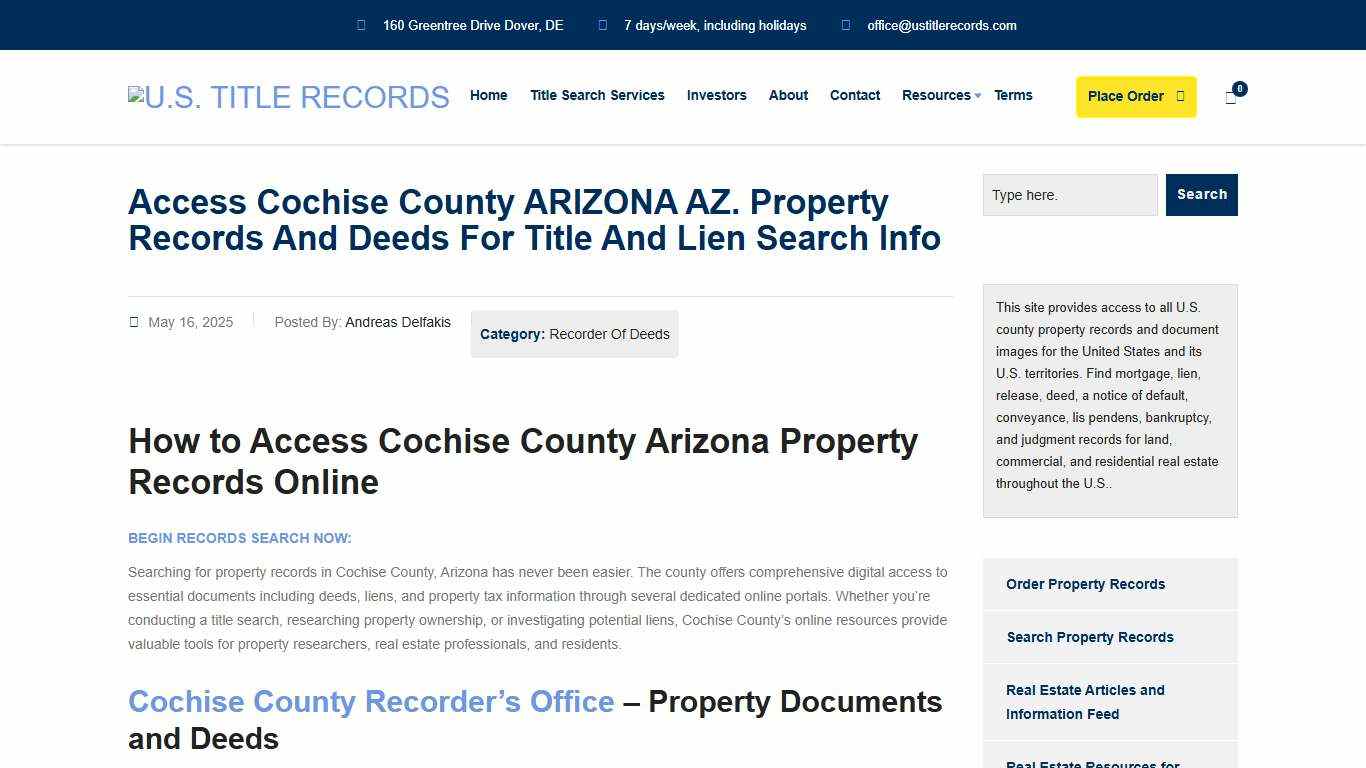 Access Cochise County Arizona AZ Property Records Easily | U.S. Title Records