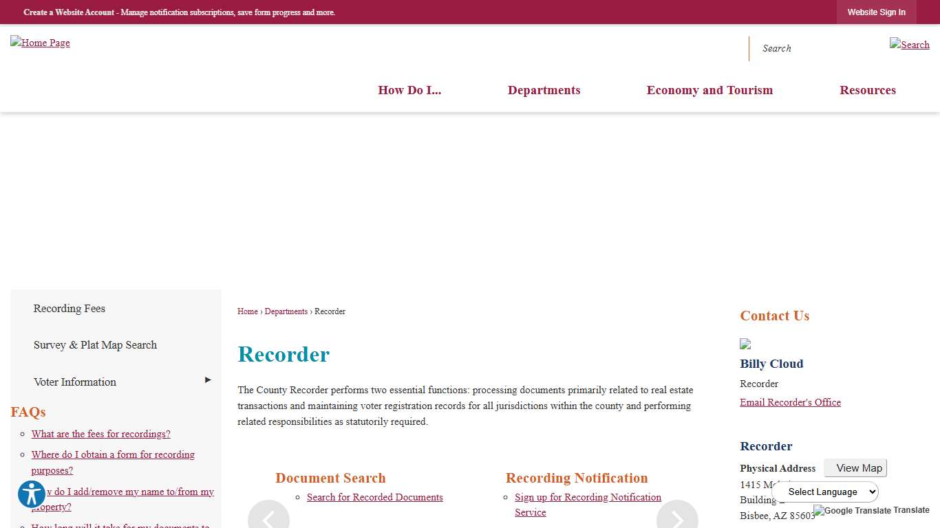 Recorder | Cochise County, AZ